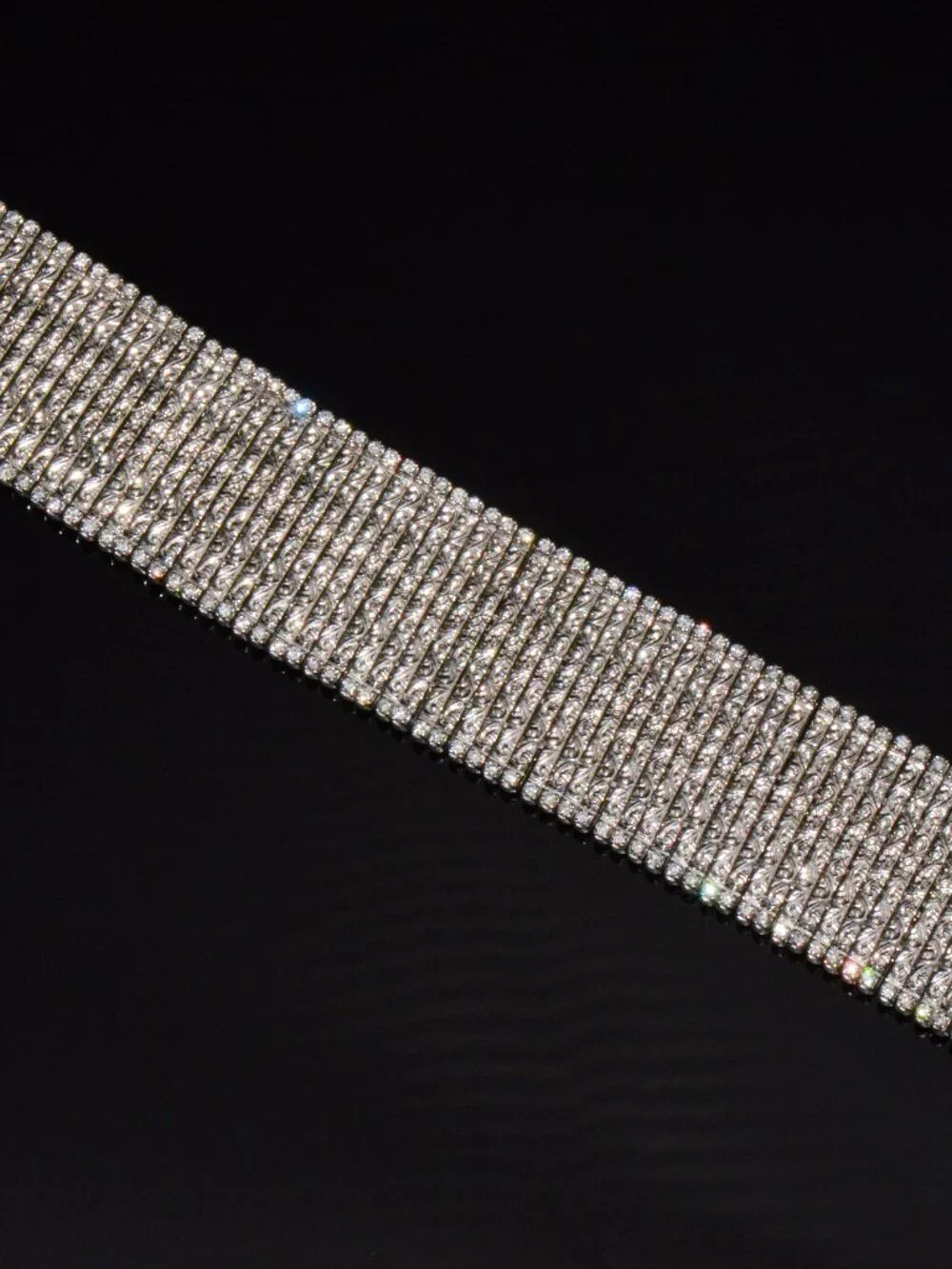 Rare Roberto Coin Natural 3.20CT Diamond Floral Scroll Work 18K Gold Bracelet
